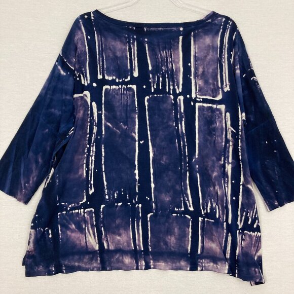 New Ma + Ch Marika Charles Artsy Abstract Lagenlook Relaxed Stretch Top Large - Picture 9 of 10